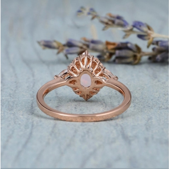 Rose Gold Moonstone Ring. S8 - Picture 3 of 5